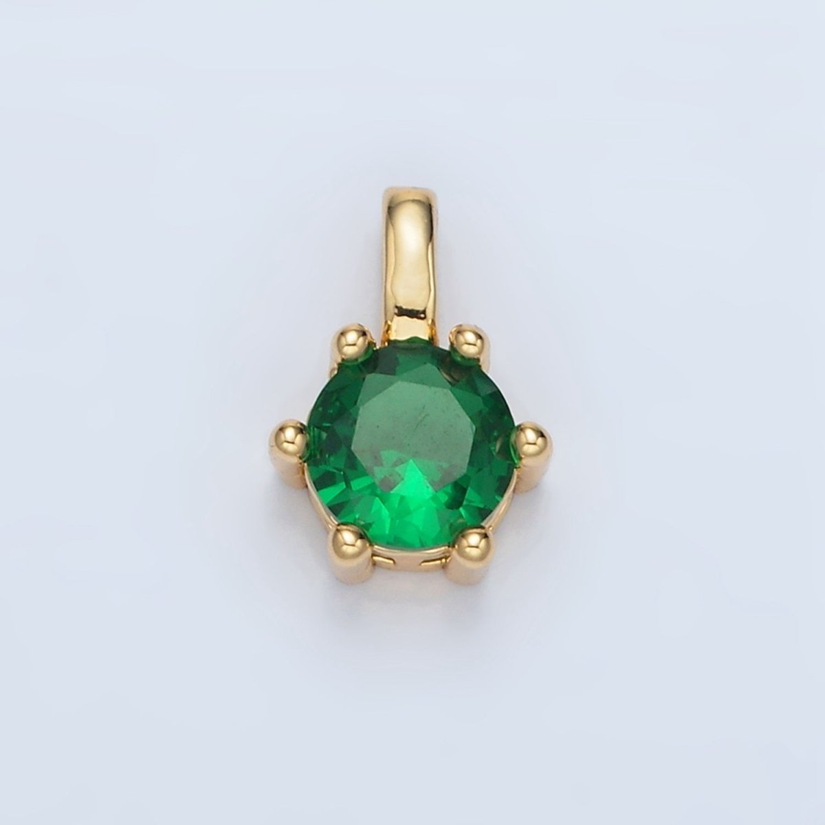 24K Gold Filled 11mm Round CZ Personalized Birthstone Pendant in Gold &amp; Silver | AA923 - AA938