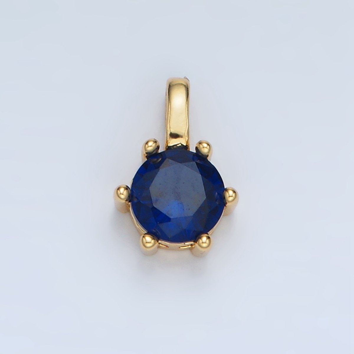 24K Gold Filled 11mm Round CZ Personalized Birthstone Pendant in Gold &amp; Silver | AA923 - AA938
