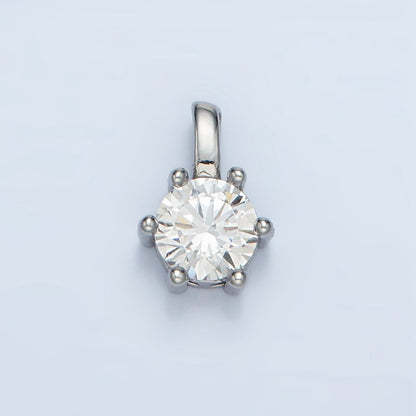 24K Gold Filled 11mm Round CZ Personalized Birthstone Pendant in Gold &amp; Silver | AA923 - AA938