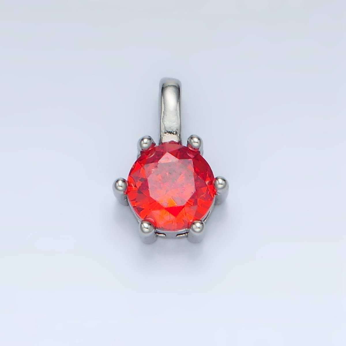 24K Gold Filled 11mm Round CZ Personalized Birthstone Pendant in Gold &amp; Silver | AA923 - AA938