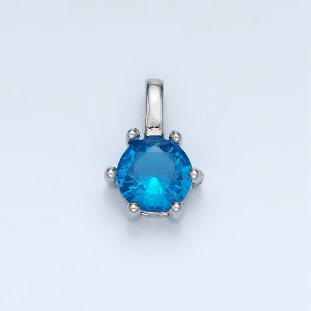 24K Gold Filled 11mm Round CZ Personalized Birthstone Pendant in Gold &amp; Silver | AA923 - AA938