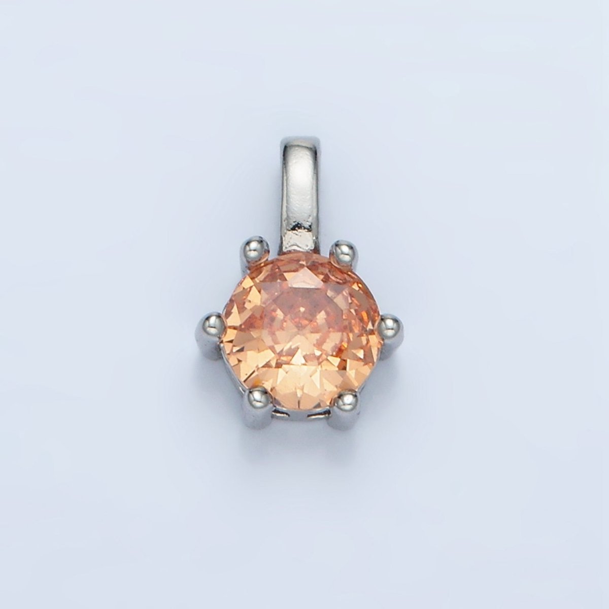 24K Gold Filled 11mm Round CZ Personalized Birthstone Pendant in Gold &amp; Silver | AA923 - AA938