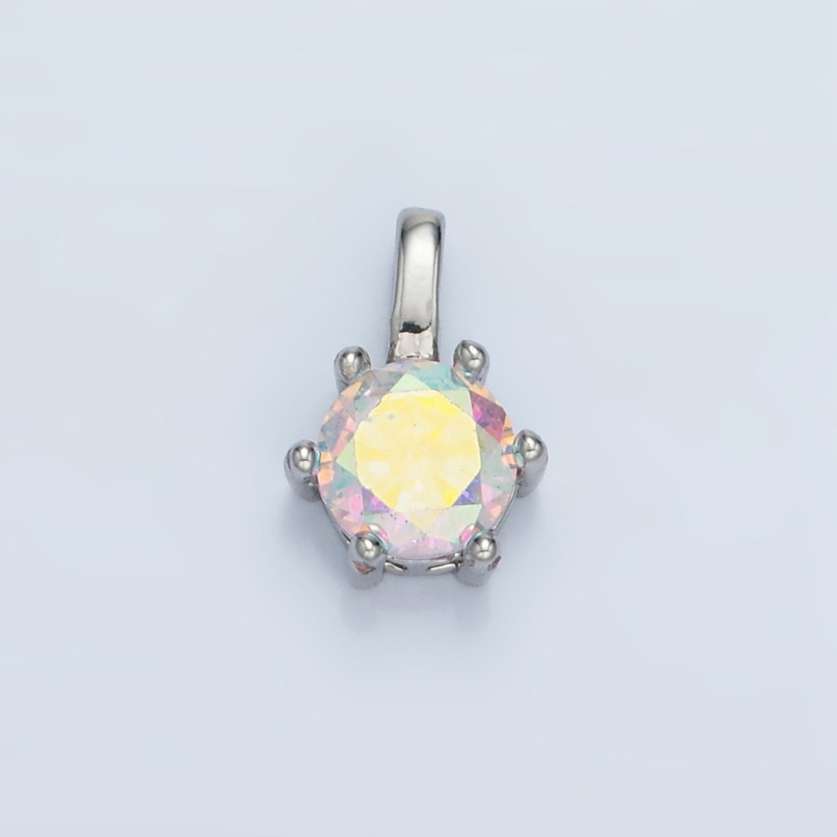 24K Gold Filled 11mm Round CZ Personalized Birthstone Pendant in Gold &amp; Silver | AA923 - AA938