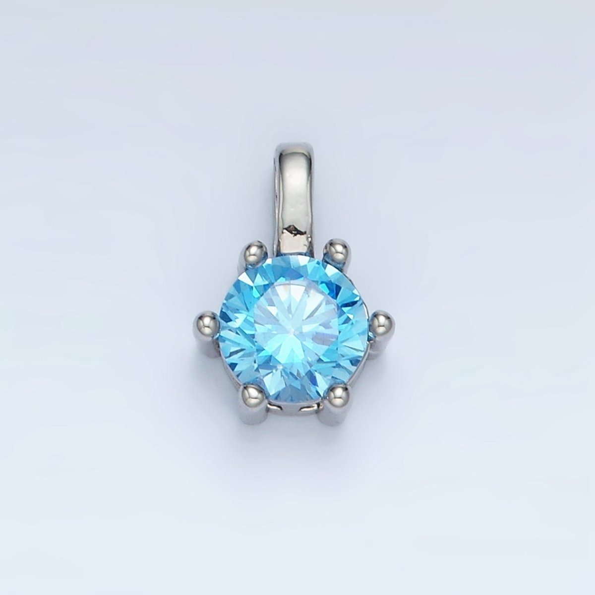 24K Gold Filled 11mm Round CZ Personalized Birthstone Pendant in Gold &amp; Silver | AA923 - AA938