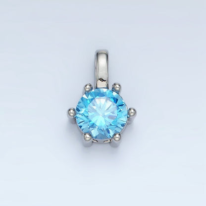 24K Gold Filled 11mm Round CZ Personalized Birthstone Pendant in Gold &amp; Silver | AA923 - AA938