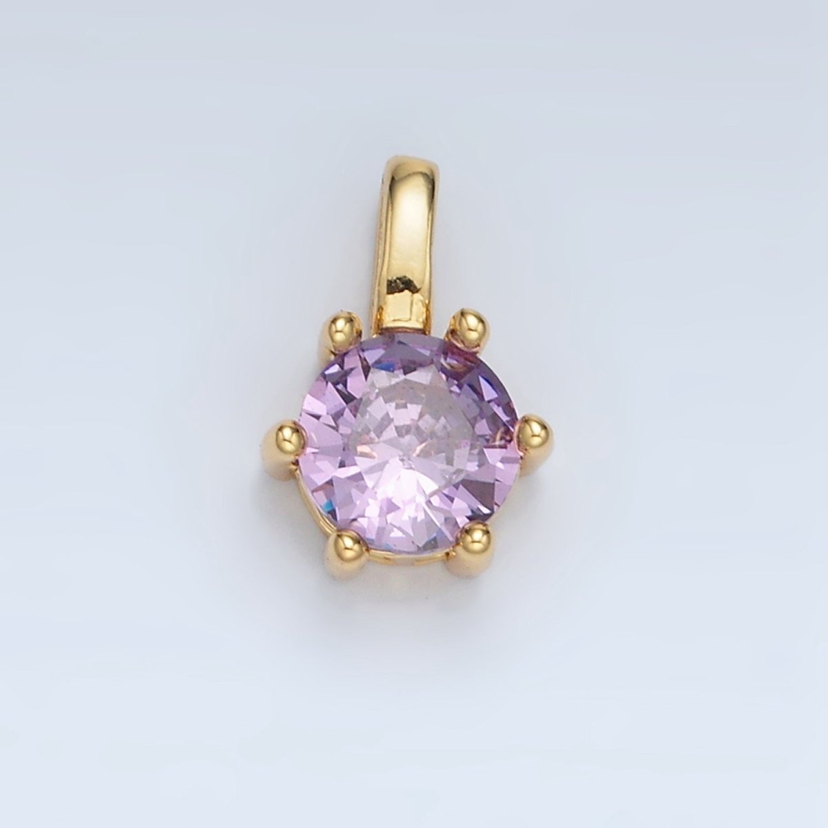 24K Gold Filled 11mm Round CZ Personalized Birthstone Pendant in Gold &amp; Silver | AA923 - AA938