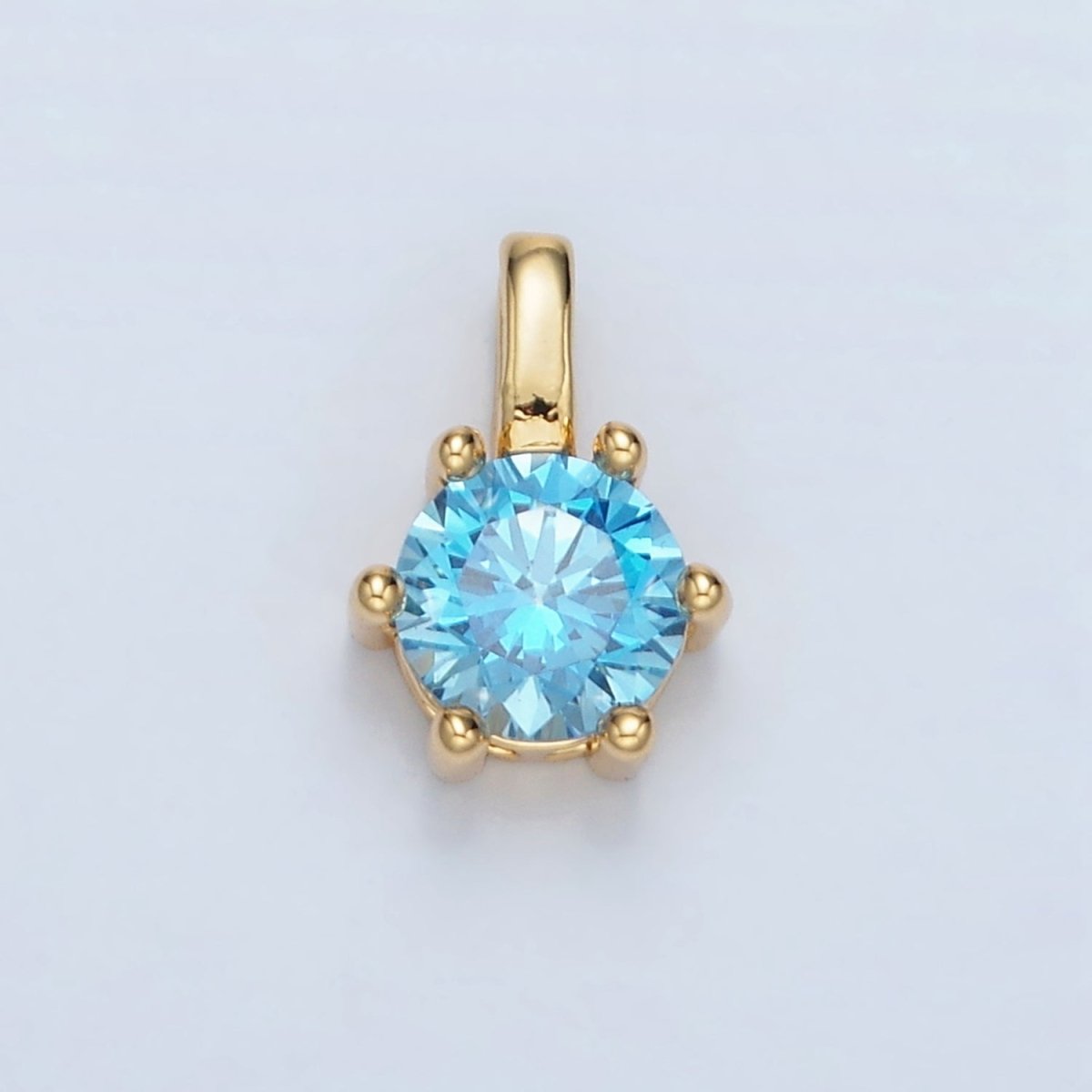 24K Gold Filled 11mm Round CZ Personalized Birthstone Pendant in Gold &amp; Silver | AA923 - AA938