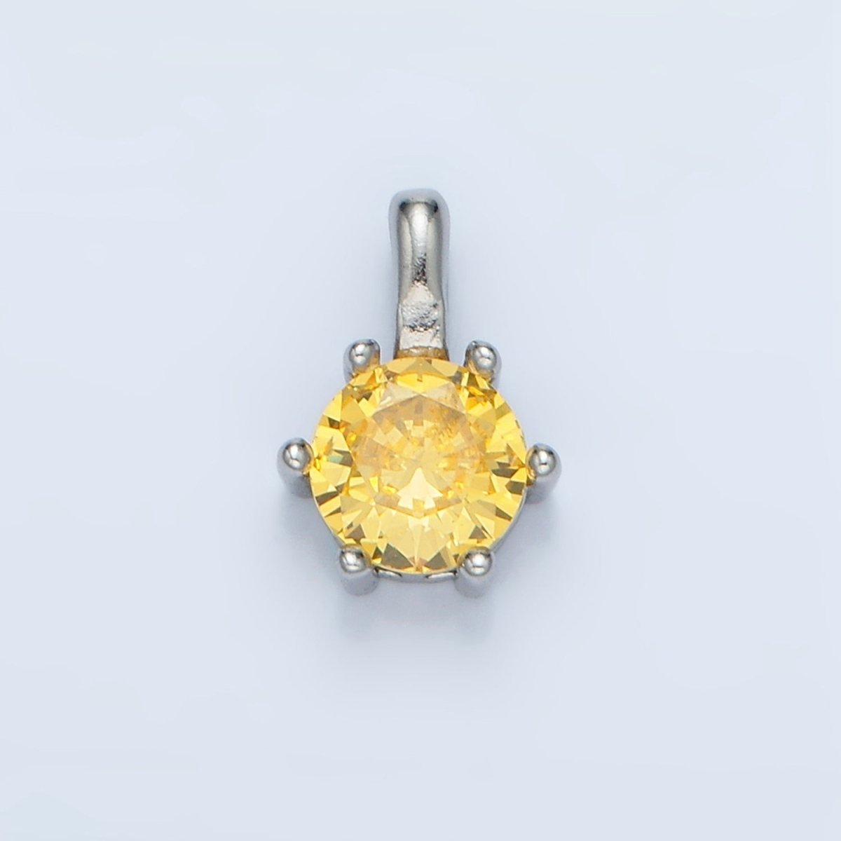 24K Gold Filled 11mm Round CZ Personalized Birthstone Pendant in Gold &amp; Silver | AA923 - AA938