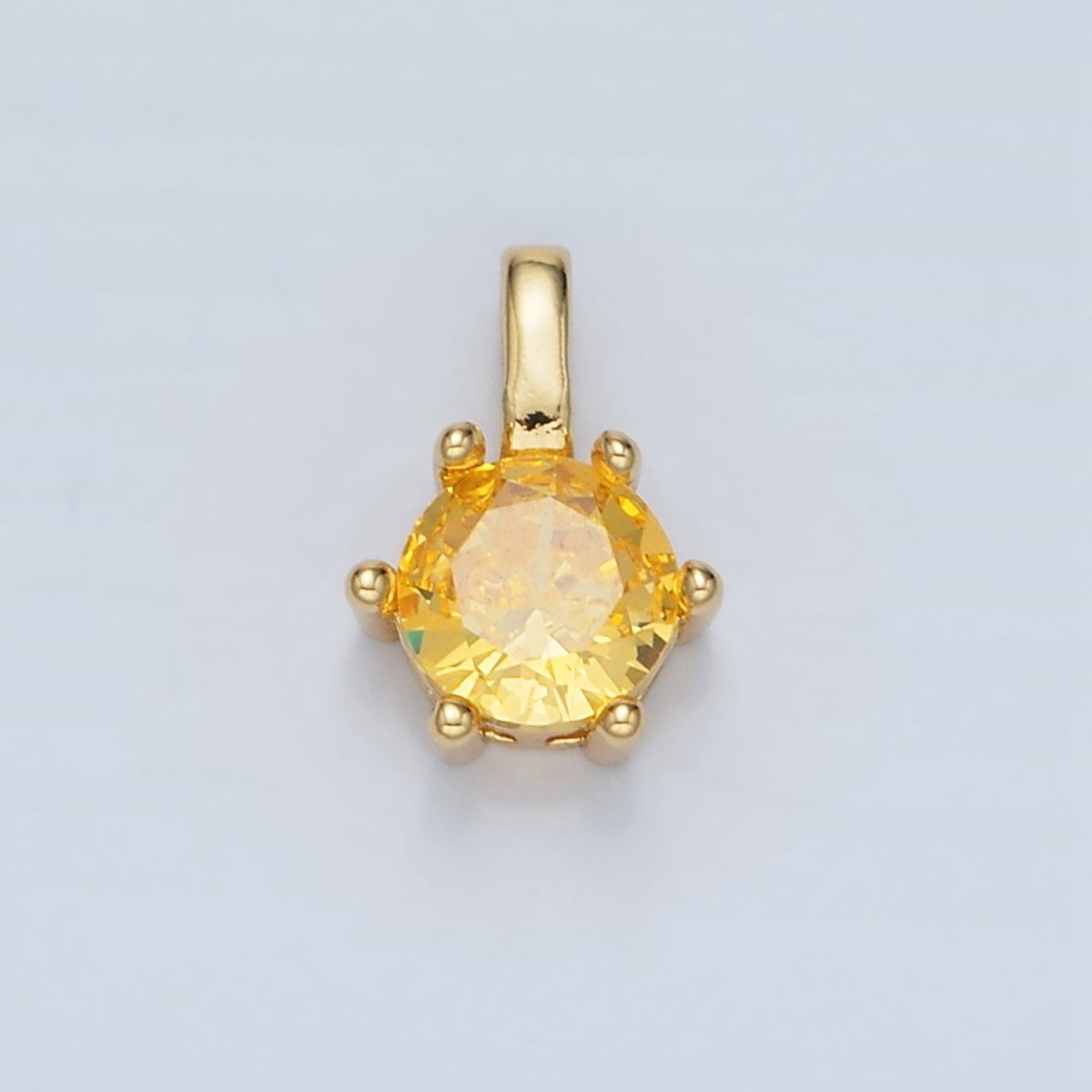24K Gold Filled 11mm Round CZ Personalized Birthstone Pendant in Gold &amp; Silver | AA923 - AA938