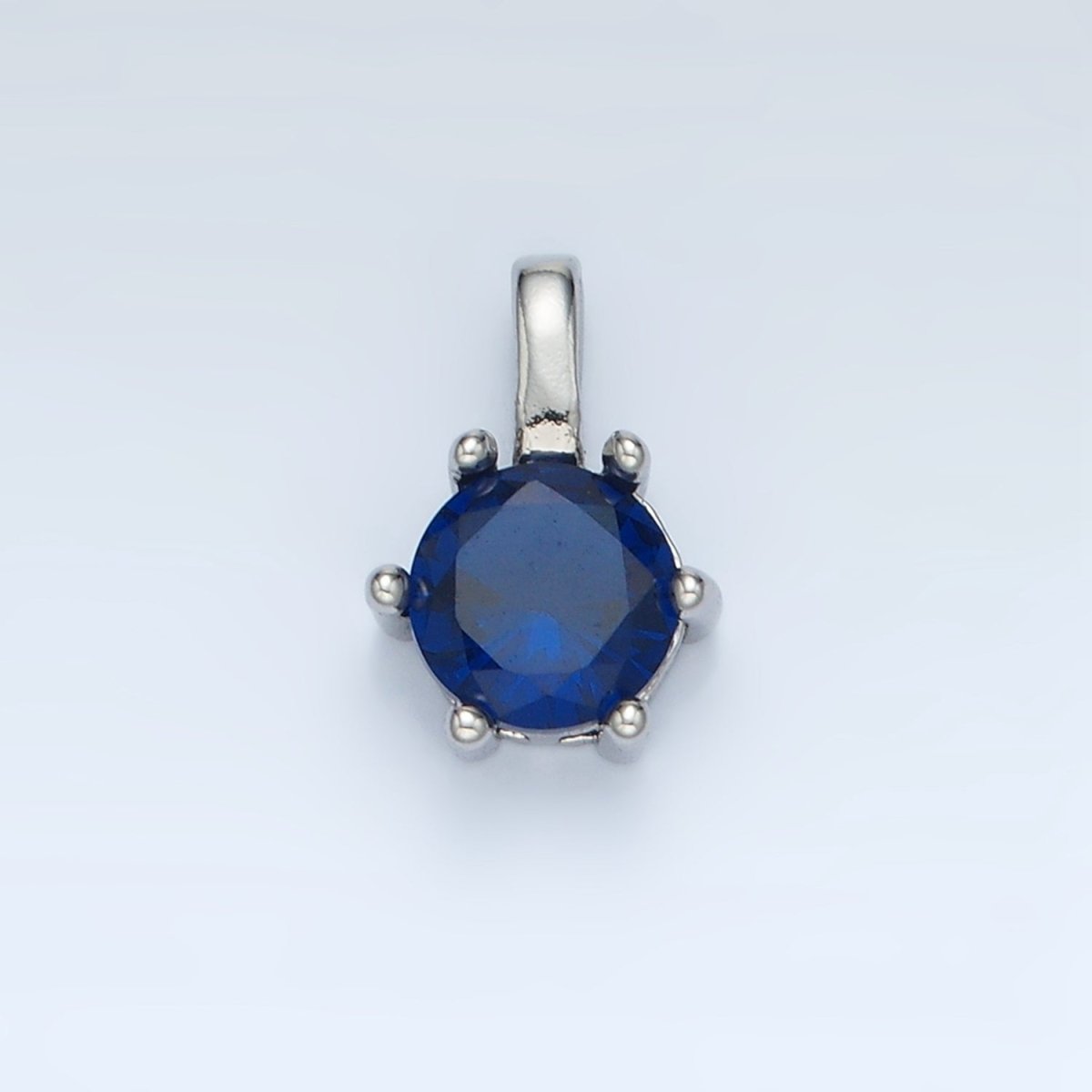 24K Gold Filled 11mm Round CZ Personalized Birthstone Pendant in Gold &amp; Silver | AA923 - AA938