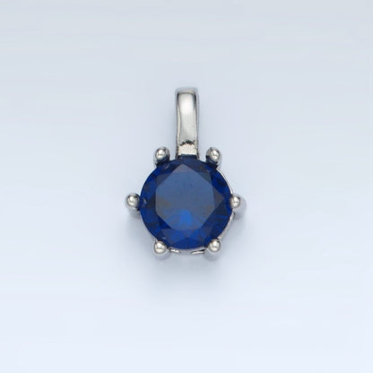 24K Gold Filled 11mm Round CZ Personalized Birthstone Pendant in Gold &amp; Silver | AA923 - AA938