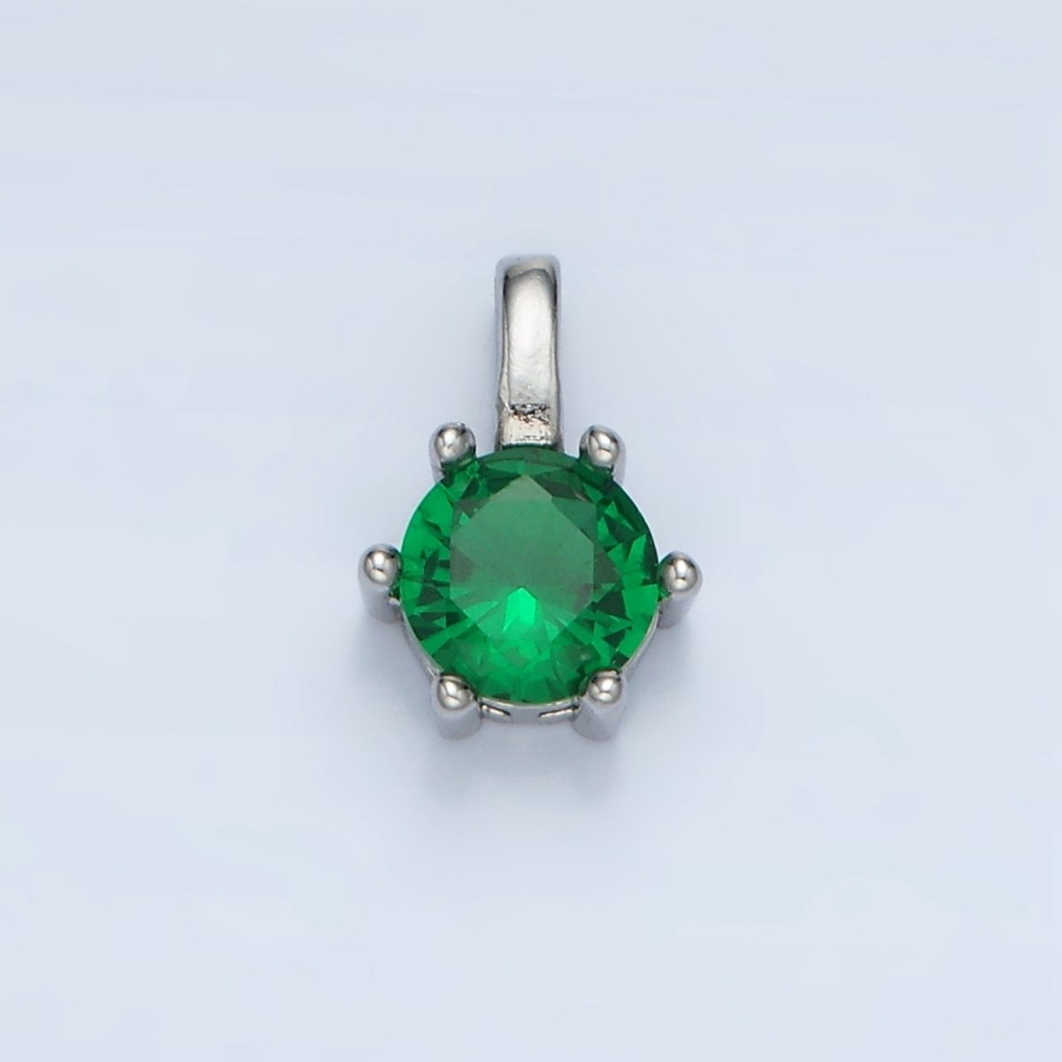 24K Gold Filled 11mm Round CZ Personalized Birthstone Pendant in Gold &amp; Silver | AA923 - AA938