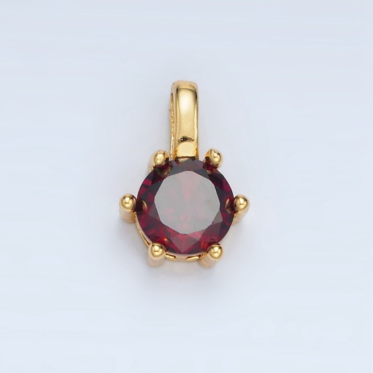 24K Gold Filled 11mm Round CZ Personalized Birthstone Pendant in Gold &amp; Silver | AA923 - AA938