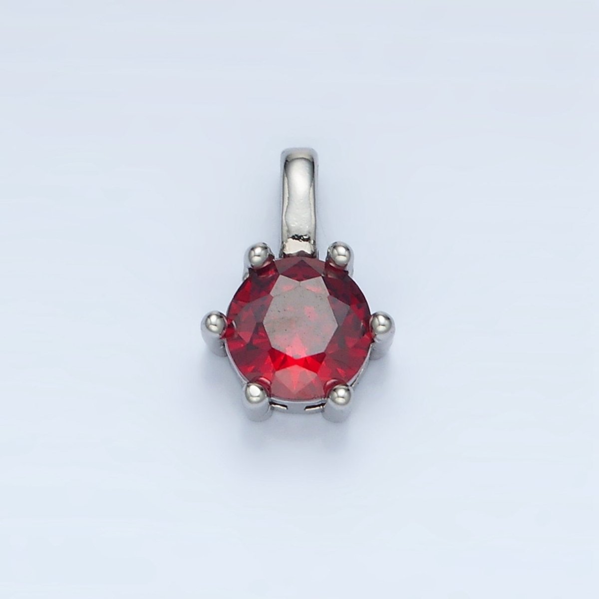 24K Gold Filled 11mm Round CZ Personalized Birthstone Pendant in Gold &amp; Silver | AA923 - AA938