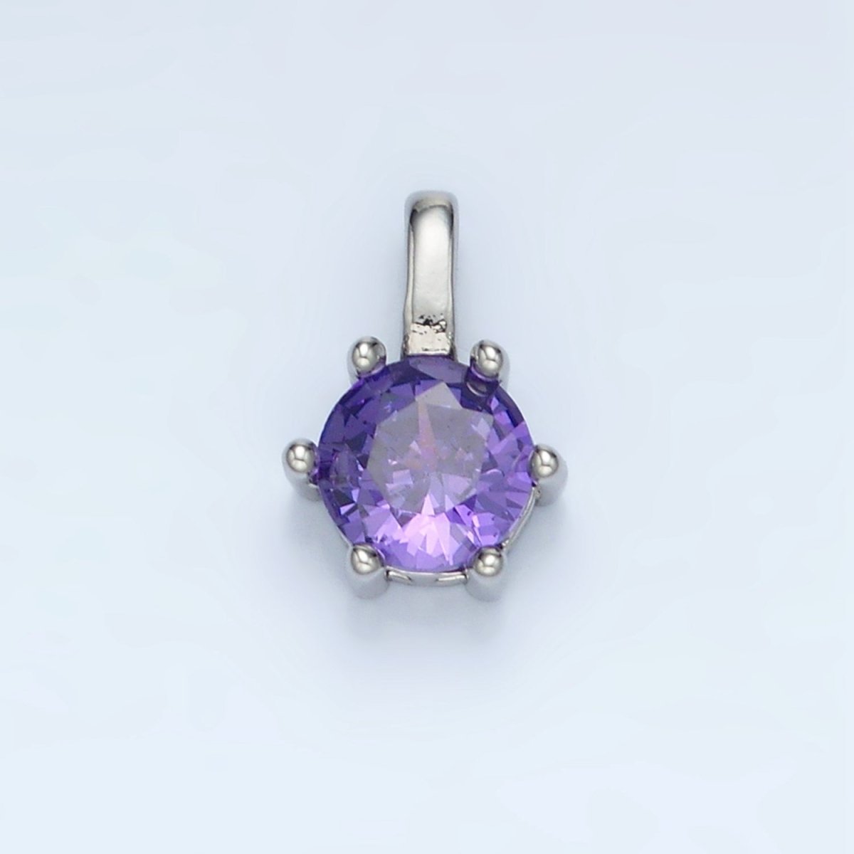24K Gold Filled 11mm Round CZ Personalized Birthstone Pendant in Gold &amp; Silver | AA923 - AA938