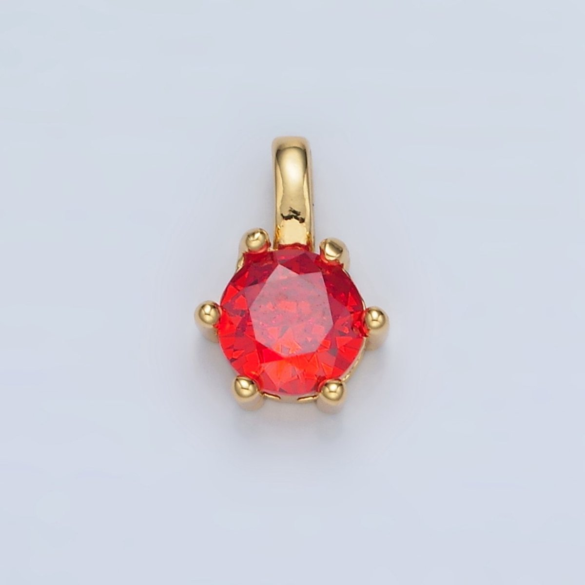 24K Gold Filled 11mm Round CZ Personalized Birthstone Pendant in Gold &amp; Silver | AA923 - AA938