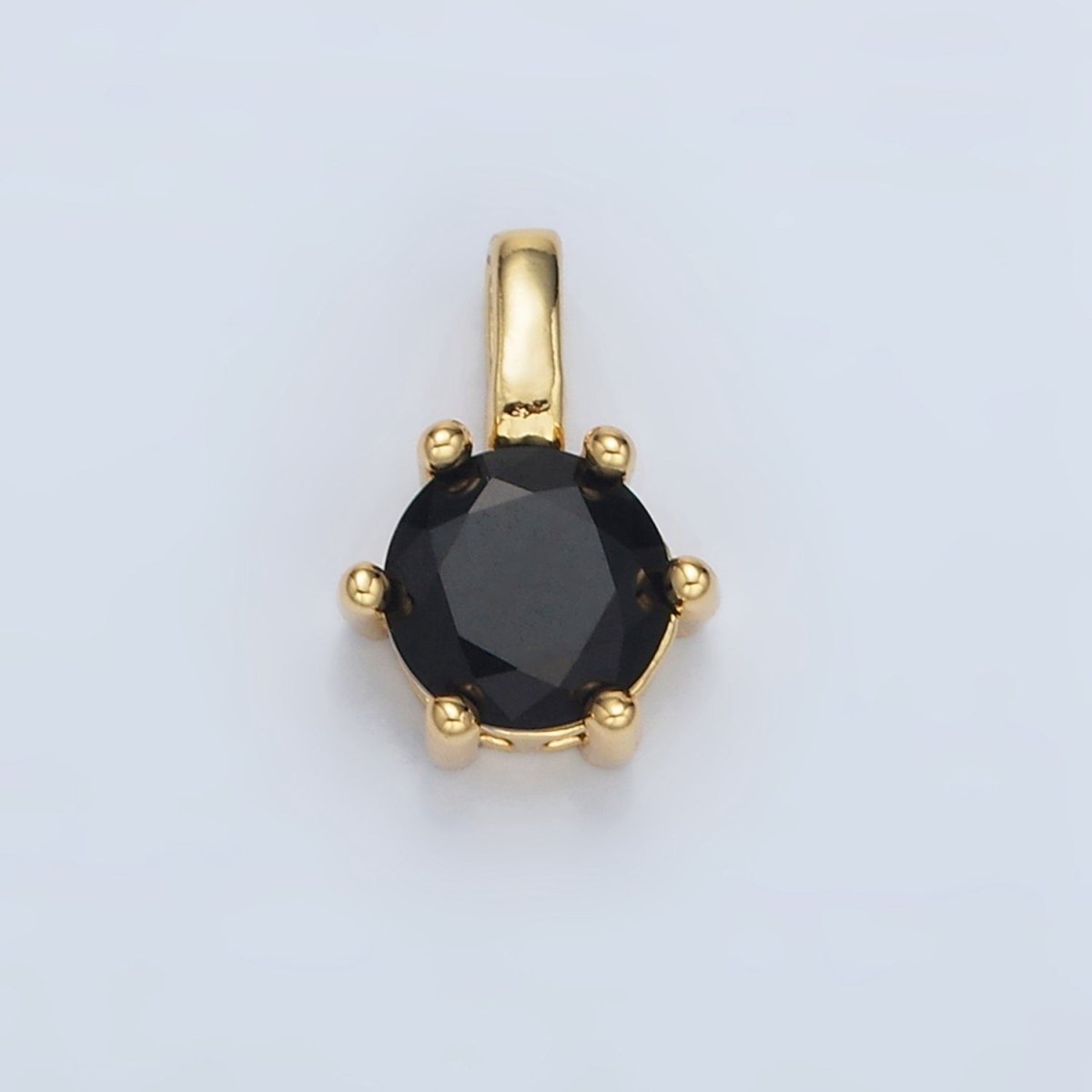 24K Gold Filled 11mm Round CZ Personalized Birthstone Pendant in Gold &amp; Silver | AA923 - AA938