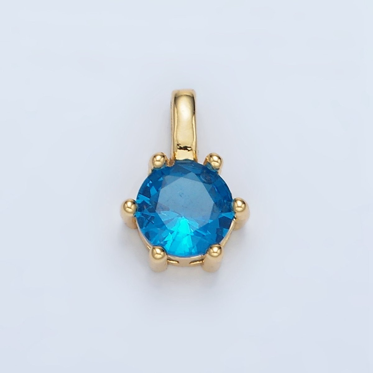 24K Gold Filled 11mm Round CZ Personalized Birthstone Pendant in Gold &amp; Silver | AA923 - AA938