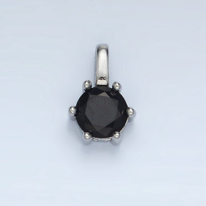 24K Gold Filled 11mm Round CZ Personalized Birthstone Pendant in Gold &amp; Silver | AA923 - AA938