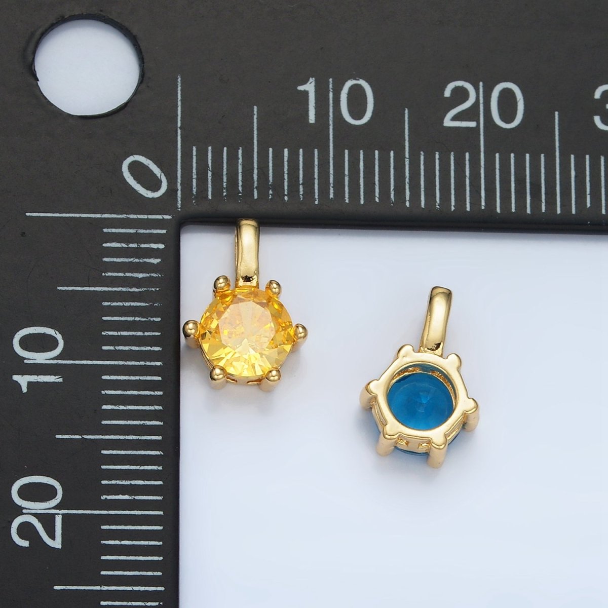 24K Gold Filled 11mm Round CZ Personalized Birthstone Pendant in Gold &amp; Silver | AA923 - AA938