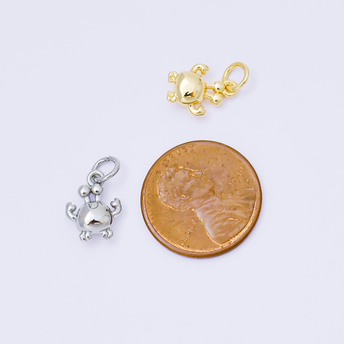 24K Gold Filled 11mm Sea Crab 3D Multidimensional Charm in Gold &amp; Silver | AF1256