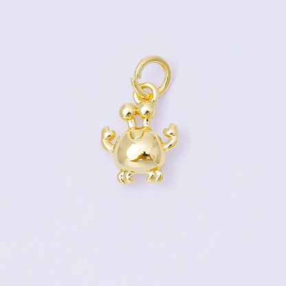 24K Gold Filled 11mm Sea Crab 3D Multidimensional Charm in Gold &amp; Silver | AF1256