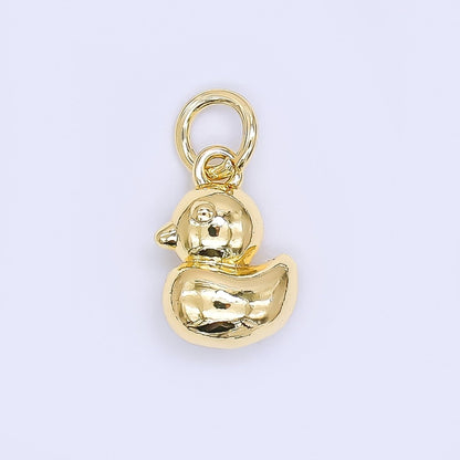 24K Gold Filled 11mm Baby Duck Animal Charm in Gold &amp; Silver | AH-579