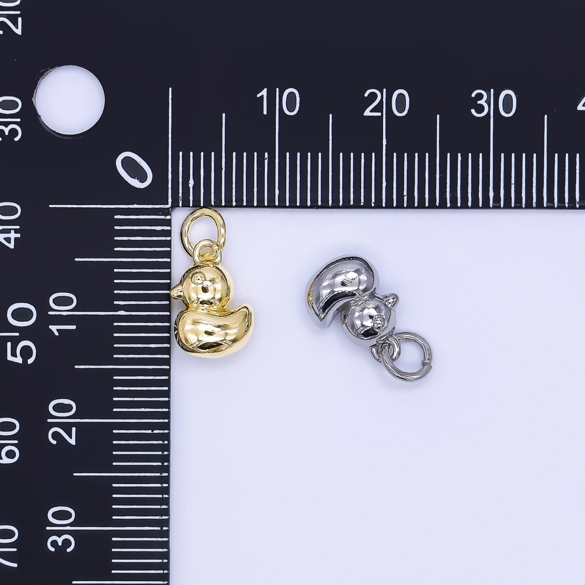 24K Gold Filled 11mm Baby Duck Animal Charm in Gold &amp; Silver | AH-579