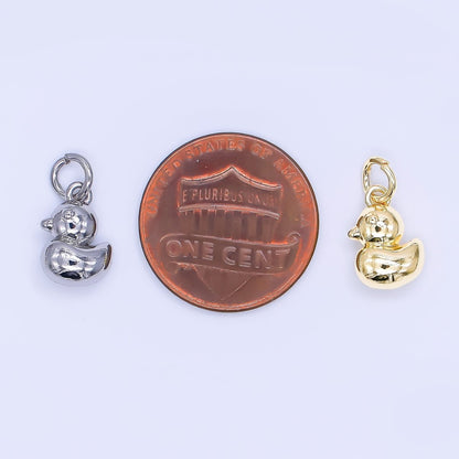 24K Gold Filled 11mm Baby Duck Animal Charm in Gold &amp; Silver | AH-579