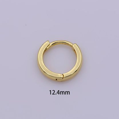 24K Gold Filled 12.4mm Minimalist Flat Huggie Hoop Earrings | AB-1161