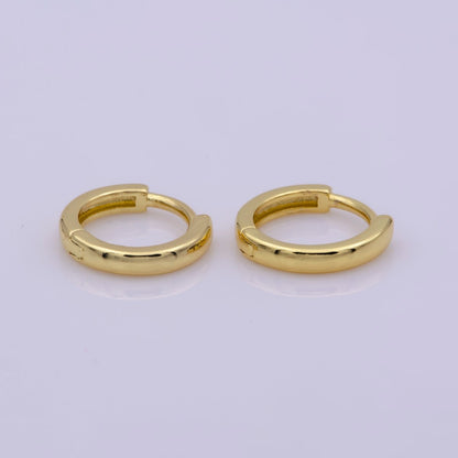 24K Gold Filled 12.4mm Minimalist Flat Huggie Hoop Earrings | AB-1161