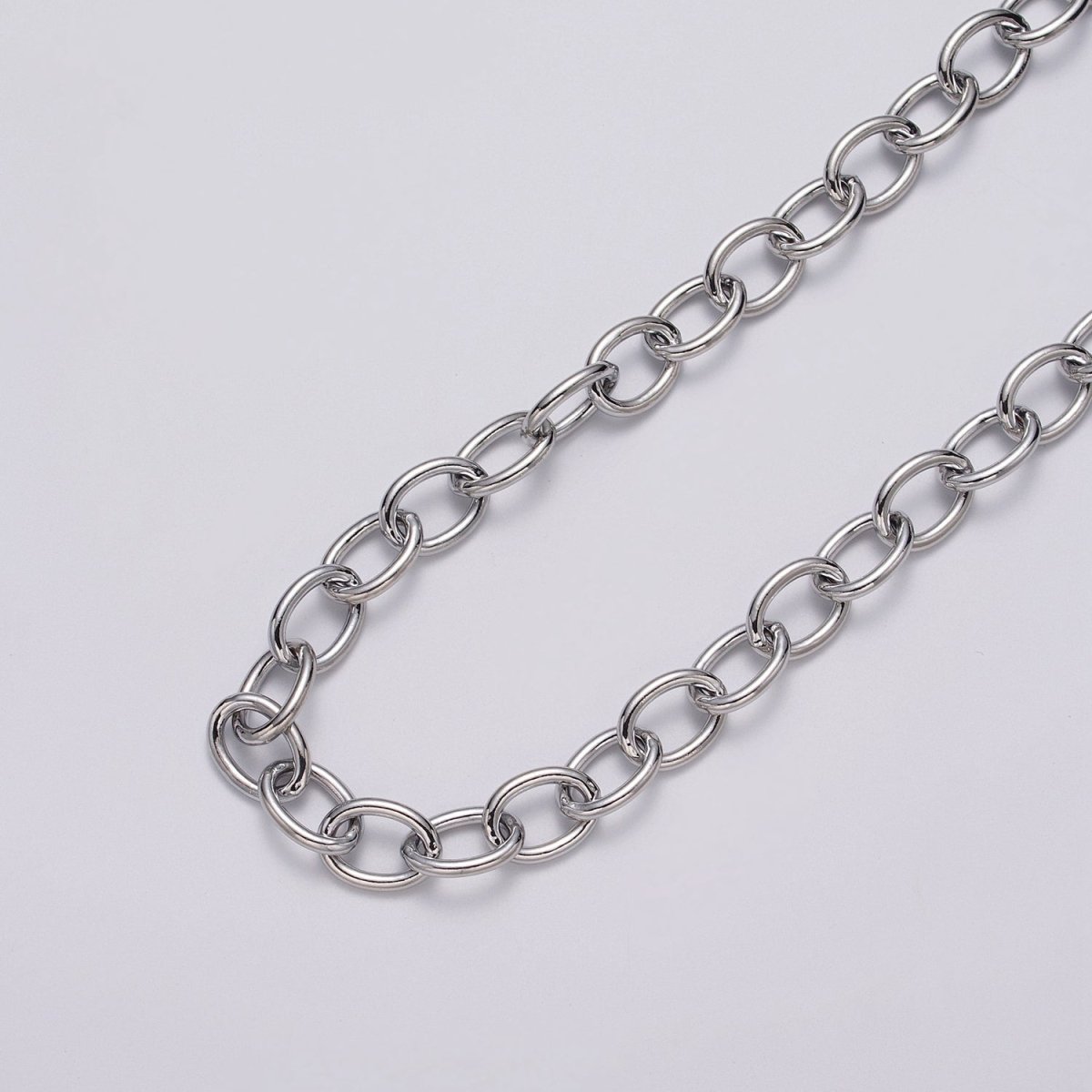 24K Gold Filled 12.5mm Oval Cable Unfinished Statement Chain by Yard in Gold &amp; Silver | ROLL-1067, ROLL-1077