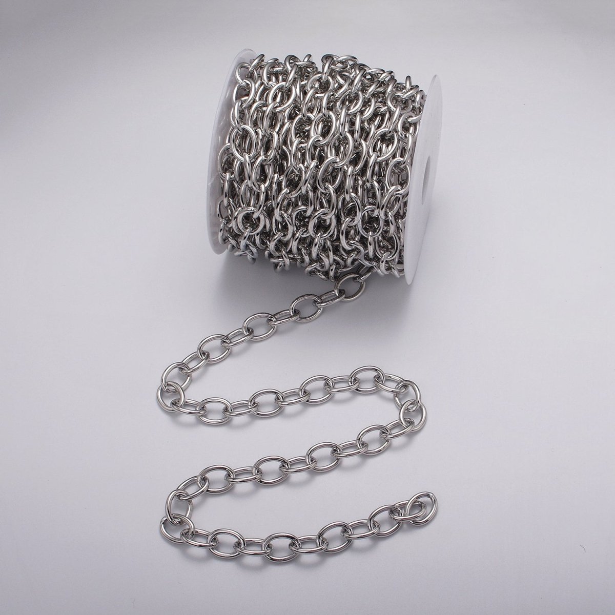 24K Gold Filled 12.5mm Oval Cable Unfinished Statement Chain by Yard in Gold &amp; Silver | ROLL-1067, ROLL-1077