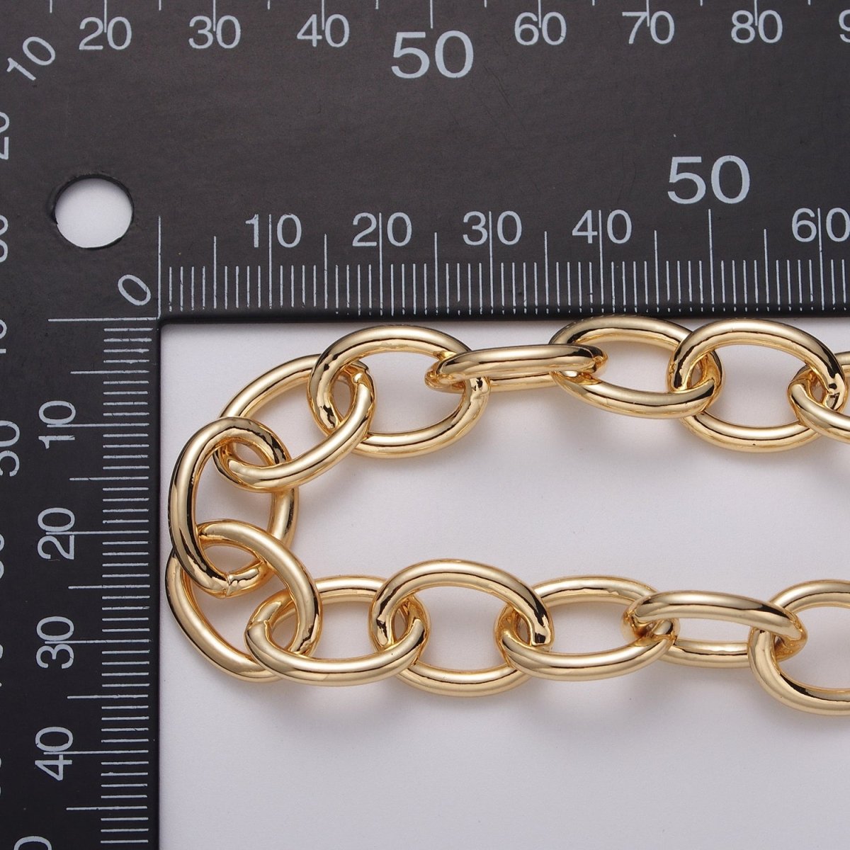 24K Gold Filled 12.5mm Oval Cable Unfinished Statement Chain by Yard in Gold &amp; Silver | ROLL-1067, ROLL-1077