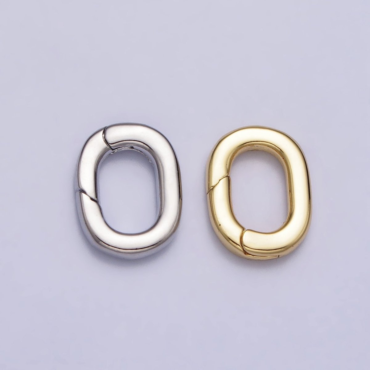 24K Gold Filled 12.5mm Oval Oblong Push Gate Spring Ring Enhancer Closure Supply in Gold &amp; Silver | Z-117 Z-118