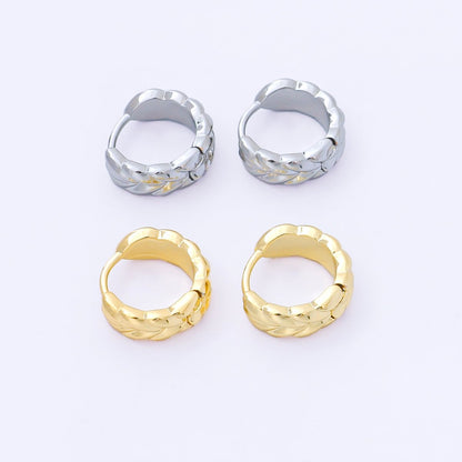 24K Gold Filled 12.5mm Minimalist Leaf Huggie Earrings in Gold &amp; Silver | AB1616 AB1615