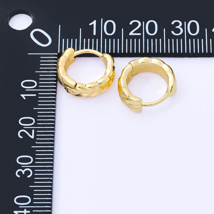 24K Gold Filled 12.5mm Minimalist Leaf Huggie Earrings in Gold &amp; Silver | AB1616 AB1615