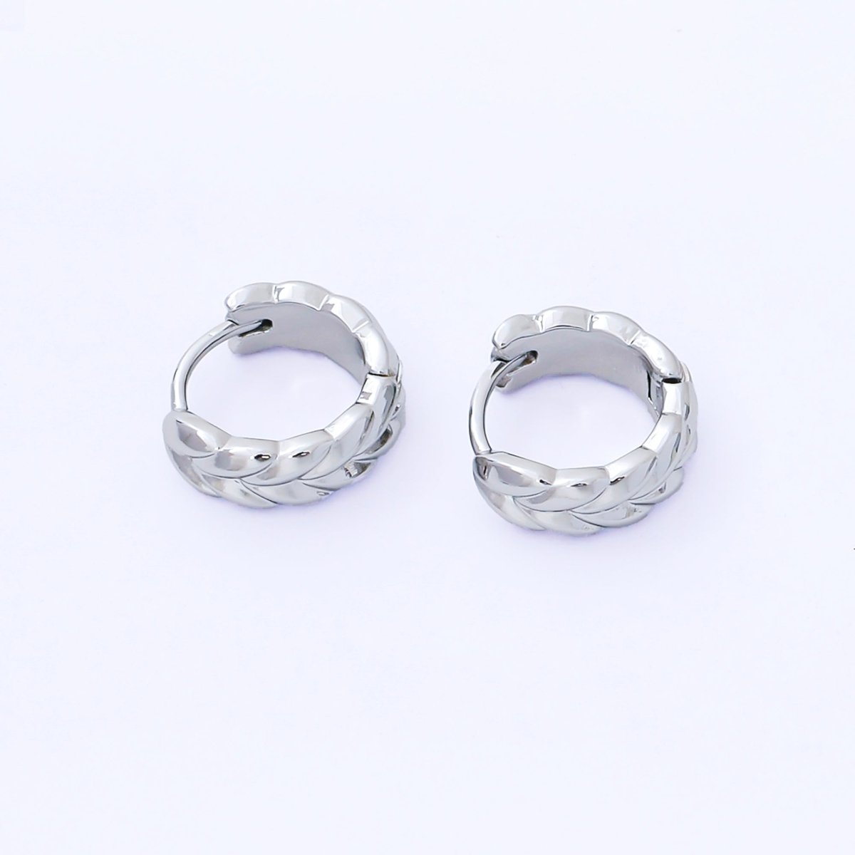 24K Gold Filled 12.5mm Minimalist Leaf Huggie Earrings in Gold &amp; Silver | AB1616 AB1615