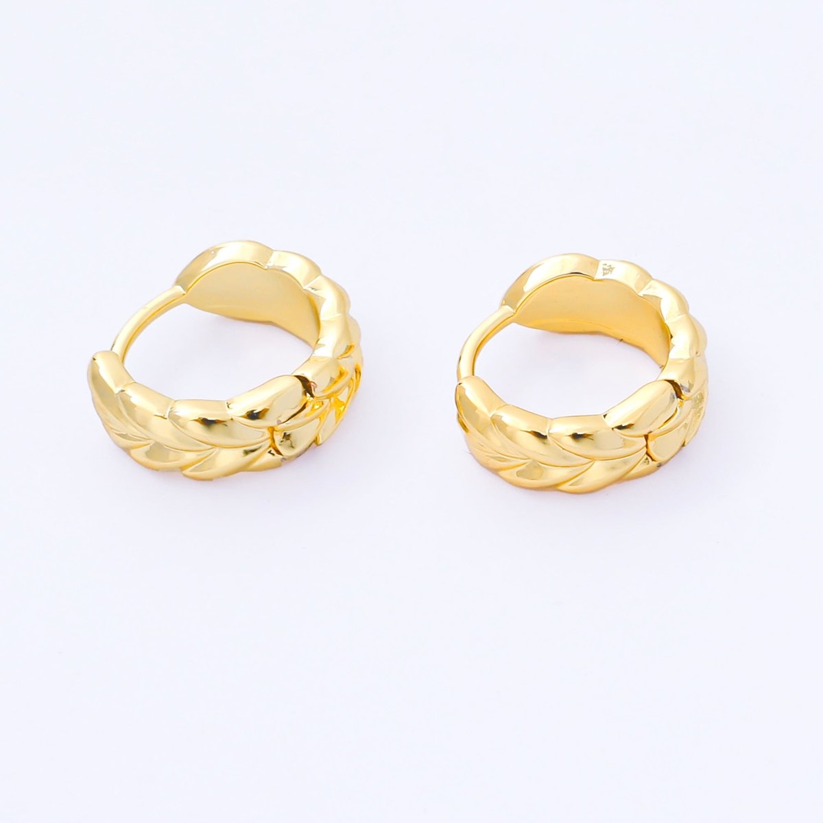 24K Gold Filled 12.5mm Minimalist Leaf Huggie Earrings in Gold &amp; Silver | AB1616 AB1615
