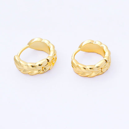 24K Gold Filled 12.5mm Minimalist Leaf Huggie Earrings in Gold &amp; Silver | AB1616 AB1615