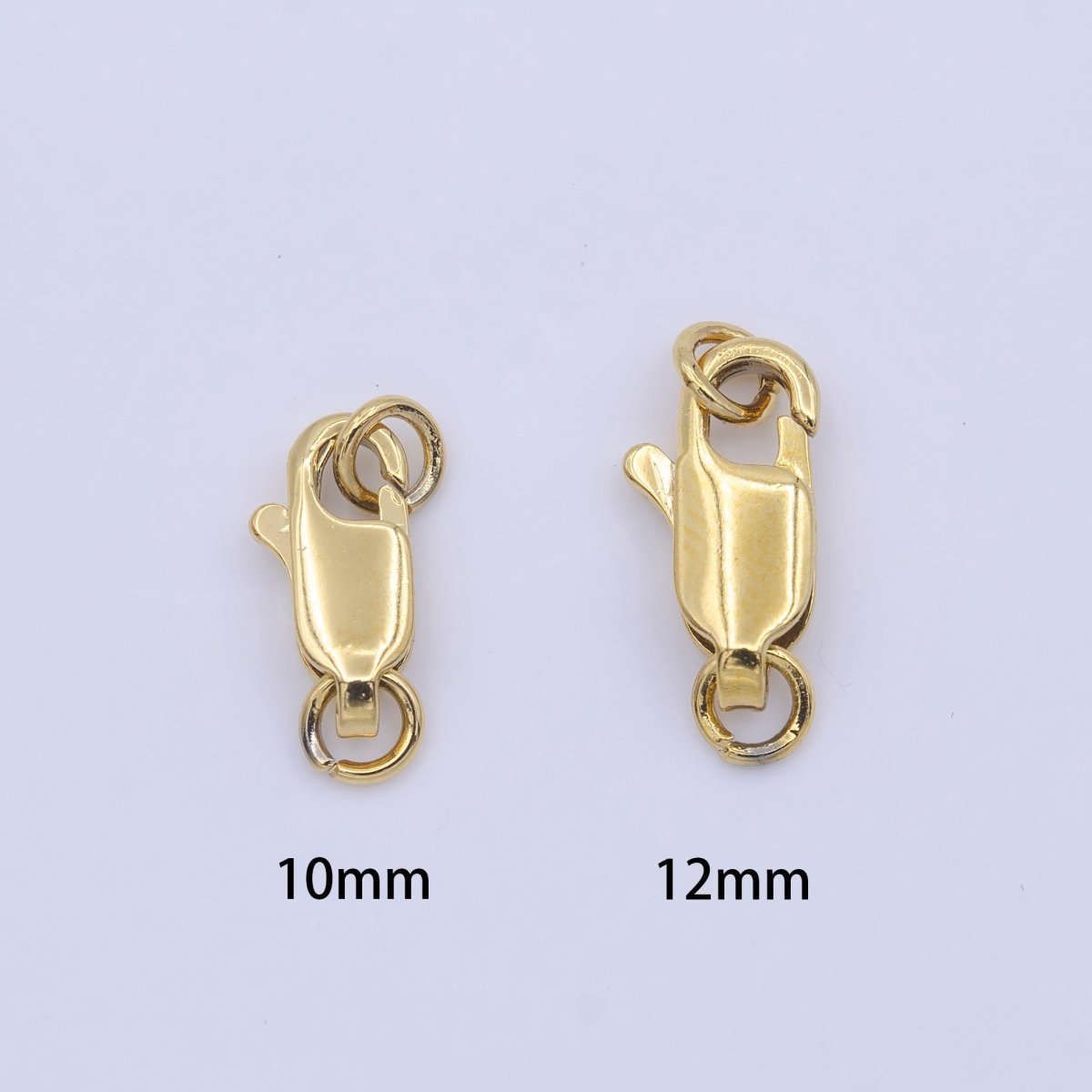 24K Gold Filled 12mm, 10mm Lobster Clasps Claw Closure Jewelry Supply in Gold &amp; Silver | K-299 - K-302