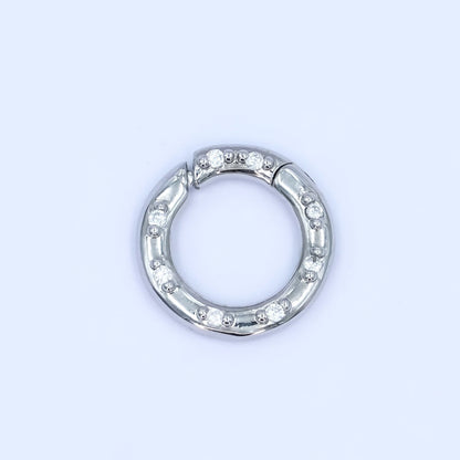 24K Gold Filled 12mm, 14mm, 16mm Clear CZ Dotted Round Pull Gate Findings in Gold &amp; Silver | Z1051 - Z1053