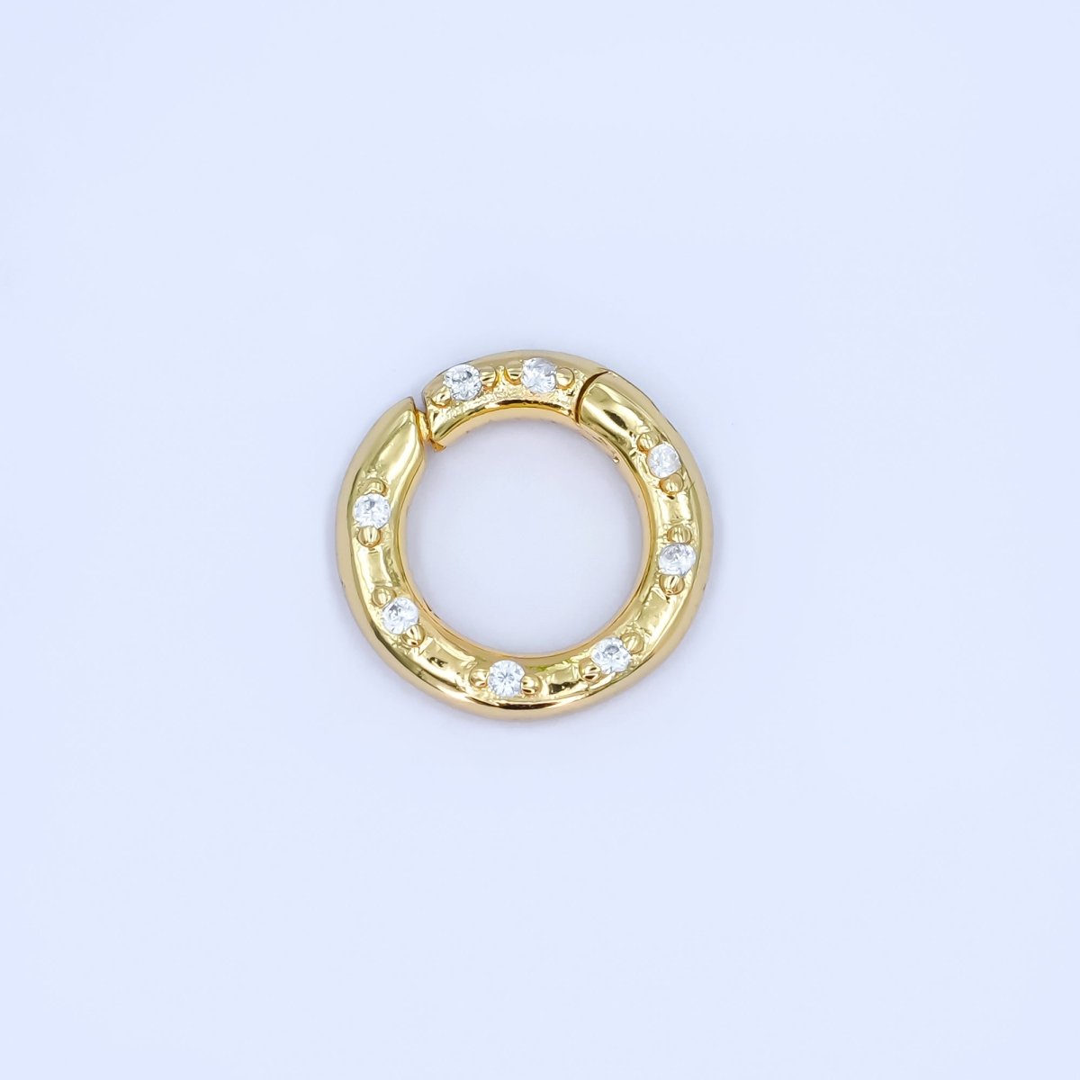 24K Gold Filled 12mm, 14mm, 16mm Clear CZ Dotted Round Pull Gate Findings in Gold &amp; Silver | Z1051 - Z1053