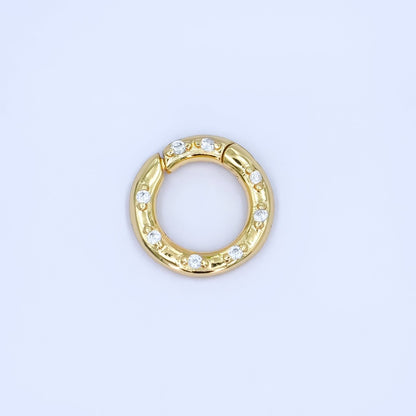 24K Gold Filled 12mm, 14mm, 16mm Clear CZ Dotted Round Pull Gate Findings in Gold &amp; Silver | Z1051 - Z1053