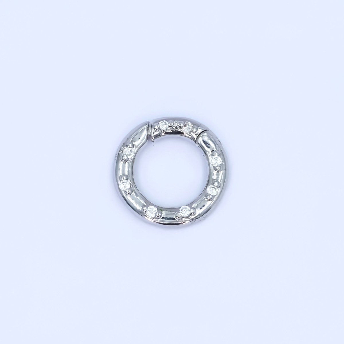 24K Gold Filled 12mm, 14mm, 16mm Clear CZ Dotted Round Pull Gate Findings in Gold &amp; Silver | Z1051 - Z1053