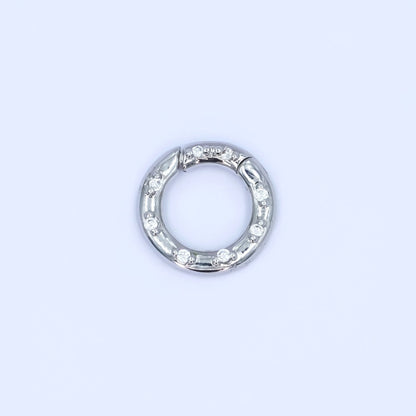 24K Gold Filled 12mm, 14mm, 16mm Clear CZ Dotted Round Pull Gate Findings in Gold &amp; Silver | Z1051 - Z1053