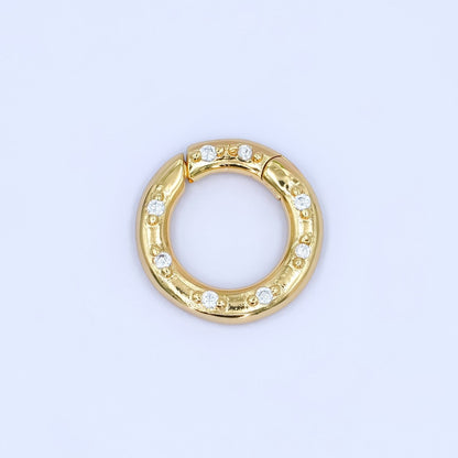 24K Gold Filled 12mm, 14mm, 16mm Clear CZ Dotted Round Pull Gate Findings in Gold &amp; Silver | Z1051 - Z1053