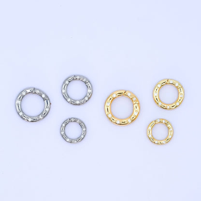 24K Gold Filled 12mm, 14mm, 16mm Clear CZ Dotted Round Pull Gate Findings in Gold &amp; Silver | Z1051 - Z1053
