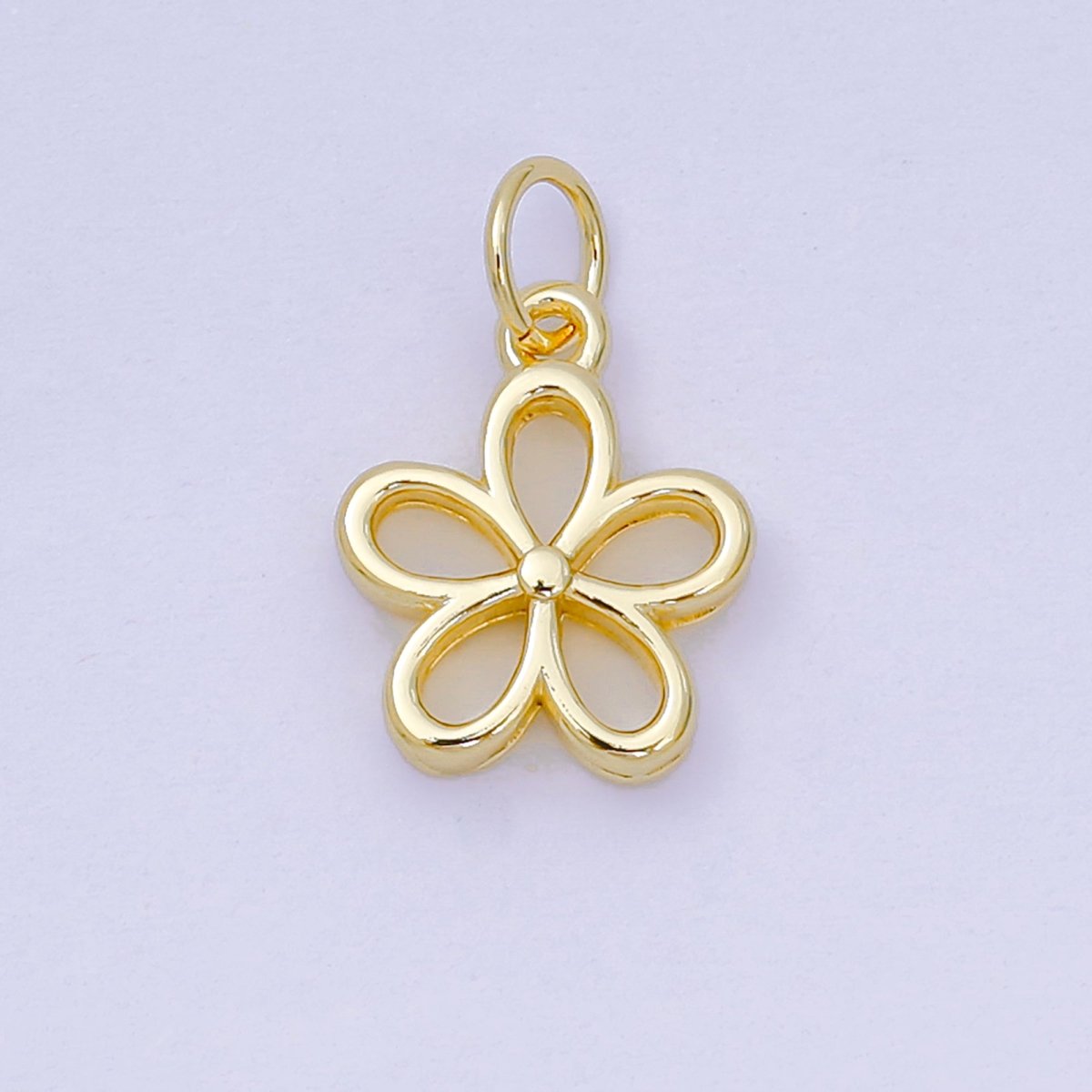 24K Gold Filled 12mm Open Petal Plumeria Bloom Flower Charm | AH677