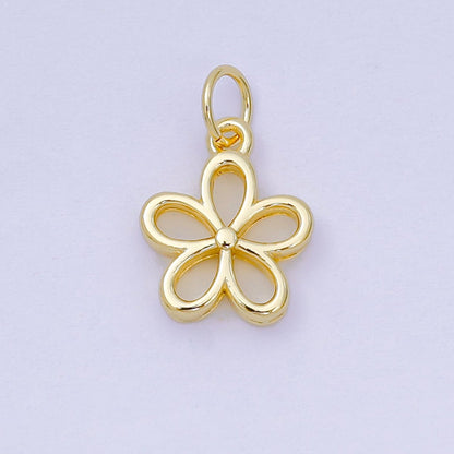 24K Gold Filled 12mm Open Petal Plumeria Bloom Flower Charm | AH677